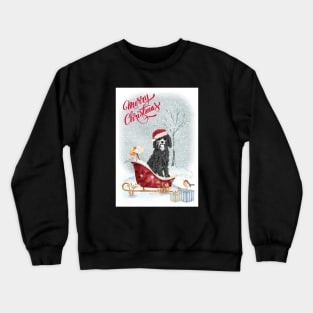 Black Cavapoo Merry Christmas Santa Dog Crewneck Sweatshirt